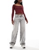 Bershka baggy straight leg jeans in washed gray