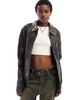 AllSaints Alkan boyfriend washed leather zip jacket in black