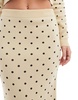 ASOS DESIGN knit jacquard midi skirt in cream polka dot - part of a set