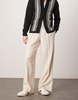 ASOS DESIGN smart linen blend wide leg pants in cream