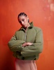ASOS DESIGN knit collar clean puffer jacket in sage