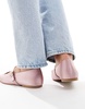 ASOS DESIGN Wide Fit Lottie Mary Jane Ballet flats in Pink satin