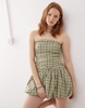 Amy Lynn bandeau puffball mini dress in light green check