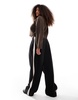 ASOS DESIGN Curve tailored relaxed pants with contrast piping in black