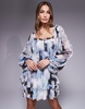ASOS DESIGN raw edge paneled mini dress with blouson sleeves in abstract print