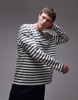 ARKET long sleeve T-shirt in green and white stripes