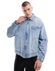 ASOS DESIGN oversized denim worker jacket in light wash blue