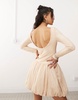 Amy Lynn scoop back allover lace mini dress with bubble hem in milk