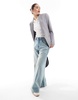 Bershka oversized blazer in stone gray
