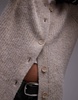 Topshop knitted high v-neck fluffy cardigan dress in oat