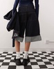 COLLUSION denim turn up culotte in rinse wash