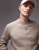 ARKET textured knitted rib sweater with raglan sleeves in beige
