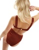 4th & Reckless riviera ring detail bikini top in rust crinkle