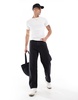 Bershka slim fit ribbed T-shirt in white