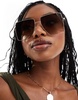 AIRE hadron square metal sunglasses in brown