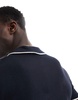 Brave Soul knitted polo shirt with contrast tipping in navy