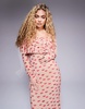 AFRM Dahlia off the shoulder maxi dress with ruffle detail in almond kiss print