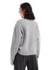 Bershka high neck oversized cable knit sweater in gray