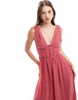ASOS DESIGN button front plunge wide leg jumpsuit with contrast satin detail in dark pink