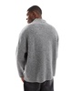 ASOS DESIGN super oversized boxy fit textured knit v neck sweater in gray