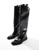 ASOS EDITION premium leather over the knee riding boots in black