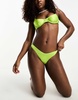 Bershka satin underwire bikini top in lime