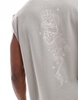 ASOS DESIGN oversized textured tank top in stone with back print