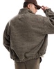 Bershka checked bomber jacket in brown