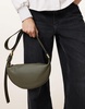 AllSaints leather half moon crossbody bag in military green