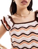 ASOS DESIGN knit cami with frill sleeve in wave stitch - part of a set