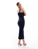 Bershka corset detail knitted maxi dress in navy