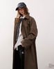 COLLUSION longline trench jacket in brown