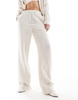 Mango linen look textured pants in light beige - part of a set