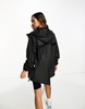 Rains waterproof hooded fishtail jacket in black