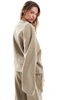 ASOS DESIGN oversized sweat with ruched sleeve detail in khaki heather