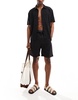 Bershka linen look shorts in black - part of a set