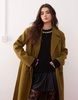 Miss Selfridge belted wrap formal coat in khaki