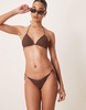 Stradivarius tie side crochet bikini bottoms in brown