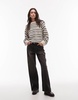 Topshop knitted forward seam stripe sweater in mono