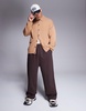 ASOS DESIGN premium heavyweight wide leg sweatpants 400gsm in brown