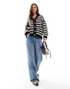 ASOS DESIGN chunky oversized cardigan in black and white stripe