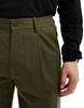 Bershka wide leg tailored pants in khaki exclusive to ASOS