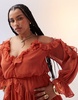ASOS DESIGN Curve ruffle off shoulder midi dress in rust