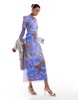 & Other Stories sheer mesh midi dress in blurred abstract print