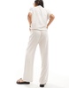 Stradivarius linen-look pull-on pants in beige stripe - part of a set
