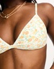 Billabong Aint She Sweet triangle bikini top in white ditsy print