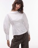 Topshop poplin barrel sleeve cinch top in white