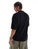 Bershka button up knit shirt in black