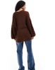 Brave Soul Petite oversized cable knit sweater in brown