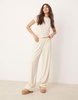 ASOS DESIGN mix & match lounge fluffy sock tee in cream